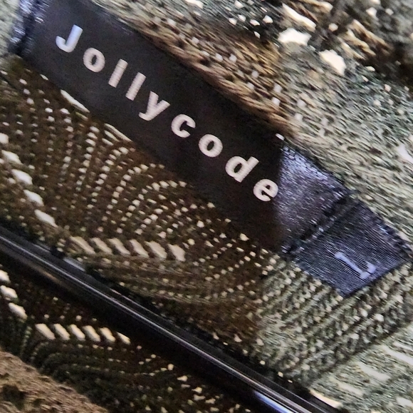 Jollycode knit sweater with lace puff sleeves. L - Picture 3 of 5